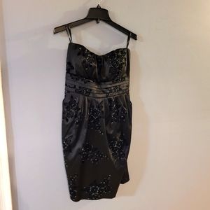 Cute Black Satin Strapless Dress